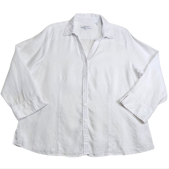 Foxcroft Tops - FOXCROFT NYC Womens White 100% Linen Button Down Shirt Sz XL